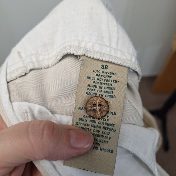 Havana Jacks Cafe Chino Pants Pleated Front Cuffed Hem Beige Men's Size 36 - Picture 4 of 12